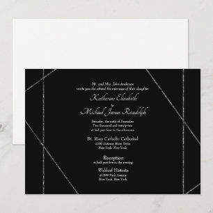 Invitation Magnifique Élégant Mariage Noir et Blanc II