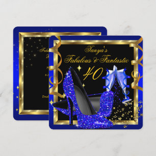Invitation Magnifique Fantastique Moderne Bleu Royal Noir Or