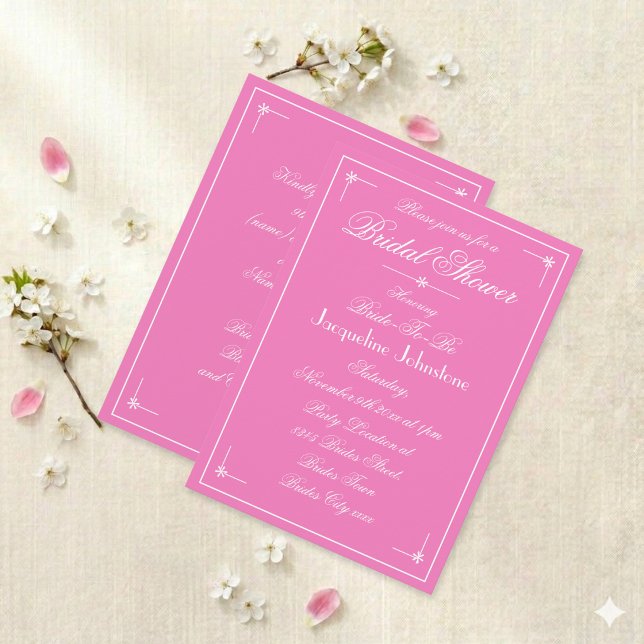 Invitation Magnifique Fête de Mariage Rose et Écriture Blanch (Just lovely in the right setting.)