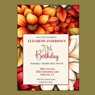 Invitation Magnifique Fleur de Dahlia d'Automne 70e Anniversa