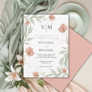 Invitation Magnifique Floraison de Pêche Élégante pour Mariag