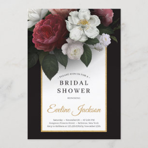 Invitation Magnifique floral rose roux bordeaux et blanc