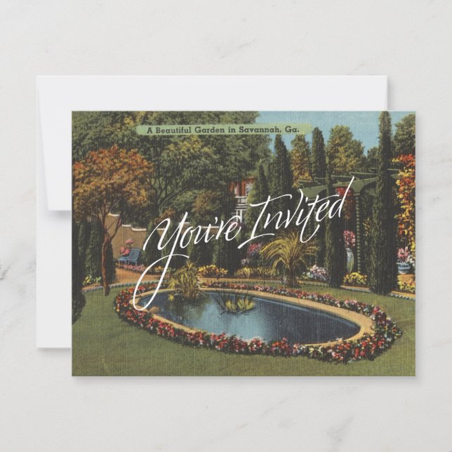 Invitation Magnifique Garden Savannah GA Art Postcard Party (Devant)