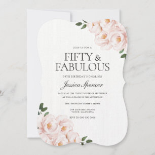 Invitation Magnifique Laid Blush Pink Élégant 50e anniversair
