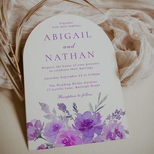 Invitation Magnifique Lavande violette Floral Boho Arch Maria (Créateur téléchargé)