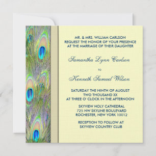 Invitation Magnifique mariage au paon doré