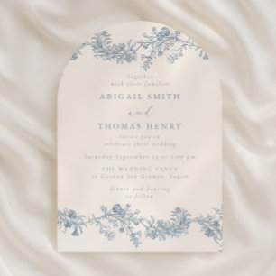 Invitation Magnifique mariage avec arche florale bleue vintag