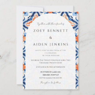 Invitation Magnifique Mariage Bleu Clair Et Rouge