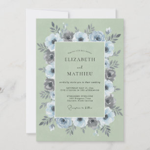 Invitation Magnifique Mariage Botanique Vert Sauge