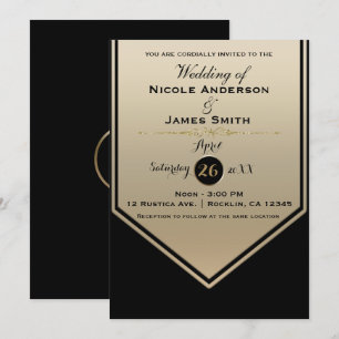 Invitation Magnifique Mariage de classe Black & Gold