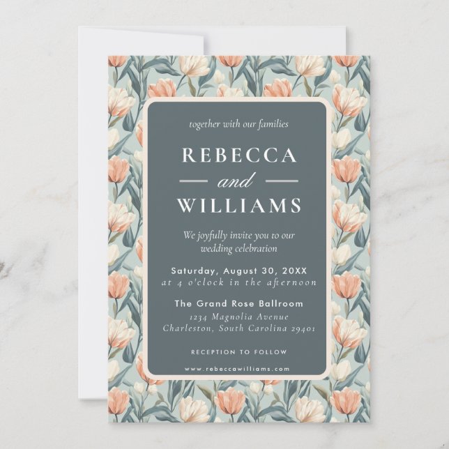 Invitation Magnifique mariage de printemps avec tulipe minima (Devant)