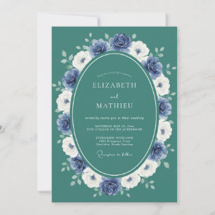 Invitation Magnifique mariage d'hiver au bleu sarcelle foncé