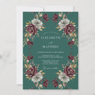 Invitation Magnifique mariage d'hiver sarcelle