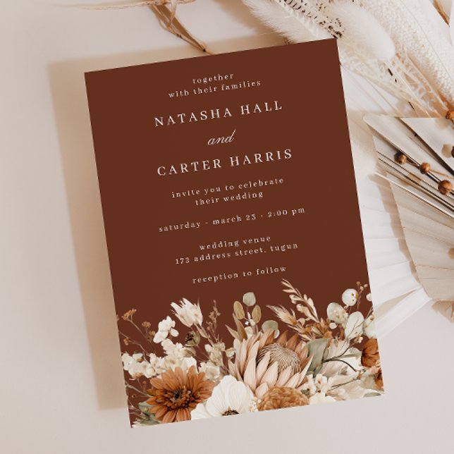 Invitation Magnifique Mariage Fleurs Boho Riches (Créateur téléchargé)
