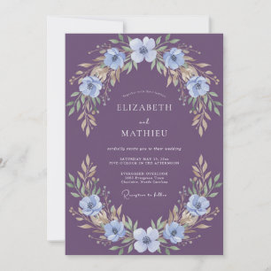 Invitation Magnifique Mariage Floral au Plum