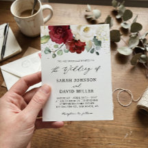 Magnifique mariage floral de rose rouge blanc euca