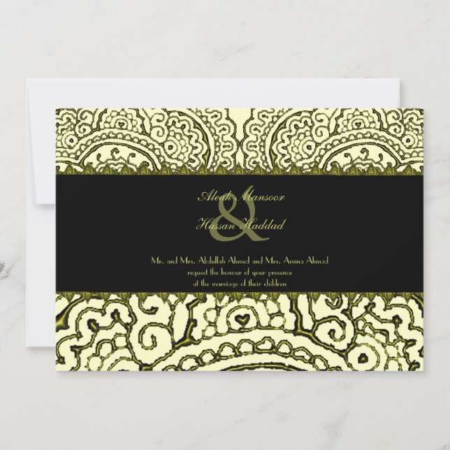 Invitation Magnifique Mariage Mehndi Mandalas (Effet Or) (Devant)