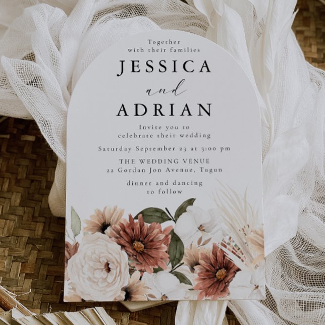Invitation Magnifique Mariage Moderne Floral Boho Arche (Créateur téléchargé)