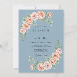 Invitation Magnifique mariage printanier bleu poussiéreux