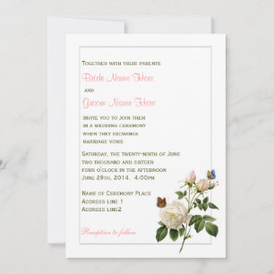 Invitation Magnifique mariage vintage rose blanche et papillo