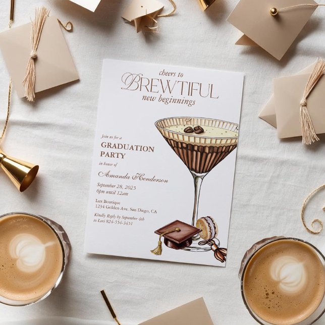 Invitation Magnifique Martini Espresso de Remise de Diplôme (Espresso MArtini Graduation Invitation)