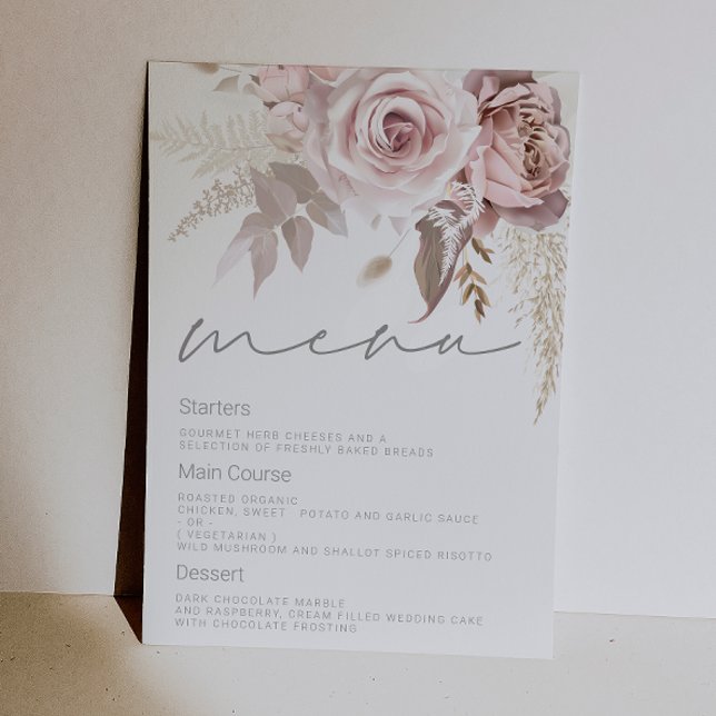 Invitation Magnifique Menu de Mariage Floral Rose Digital (Créateur téléchargé)