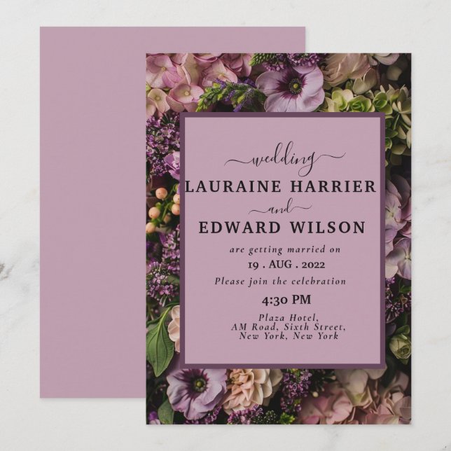 Invitation Magnifique motif de fleur de lavande (Devant / Derrière)