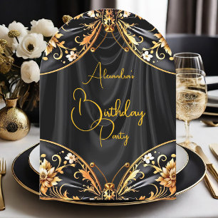 Invitation Magnifique papillon floral d'or noir