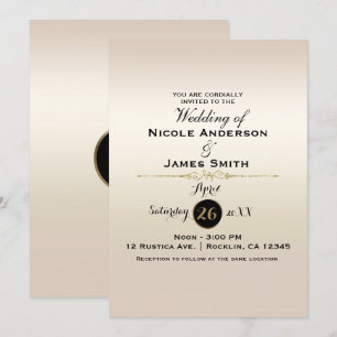 Invitation Magnifique perle dorée scintillante et brillante m