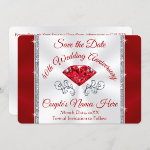 Invitation Magnifique Personnalisée, 40e Enregistrer les cart