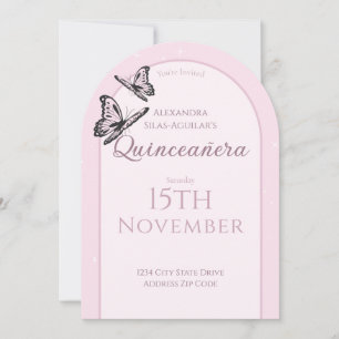 Invitation Magnifique Quinceañera Papillon Personnalisée - Fê
