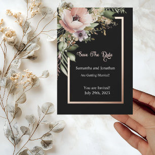 Invitation Magnifique Rose de fleurs roses or Enregistrer la