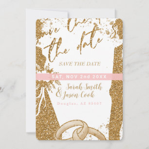 Invitation Magnifique - Rose or Enregistrer la date 2