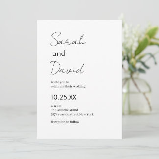 Invitation Magnifique texte classique noir et blanc pour mari