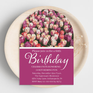 Invitation Magnifique tulipe florale pour 60e anniversaire