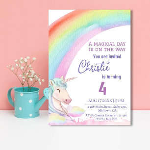 Invitation Magnifique unicorne moderne unicorne arc-en-ciel 4