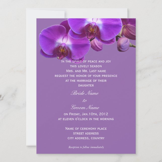 Invitation Magnifiques, élégantes, fleurs d'orchidées violett (Devant)