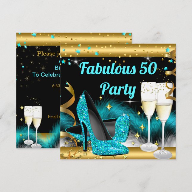 Invitation Magnifiques escarpins sarcelle pour soirée au Cham (Devant / Derrière)
