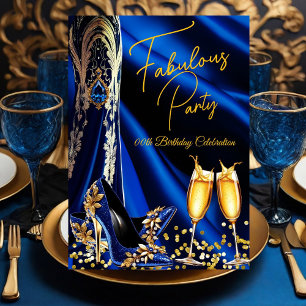 Invitation Magnifiques talons bleus dorés pour un anniversair