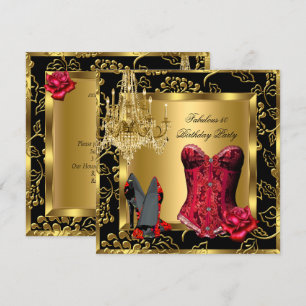 Invitation Magnifiques talons rouges lustre corset rose dente