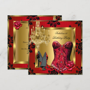 Invitation Magnifiques talons rouges lustre corset rose dente