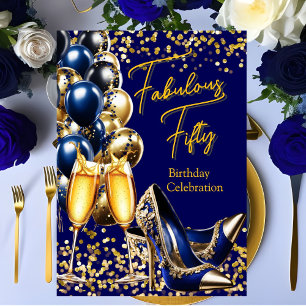 Invitation Magnifiques talons scintillants bleu royal et or C