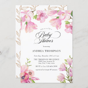 Invitation Magnolia Baby shower floral rose