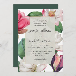 Invitation Magnolia Blossoms Romantique Boho Floral Élégant