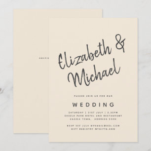 Invitation Magnolia Cream Typographie Mariage moderne