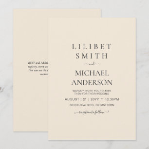 Invitation Magnolia Cream Typographie Mariage moderne