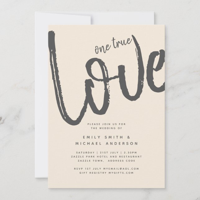 Invitation Magnolia Cream Typographie Mariage moderne (Devant)