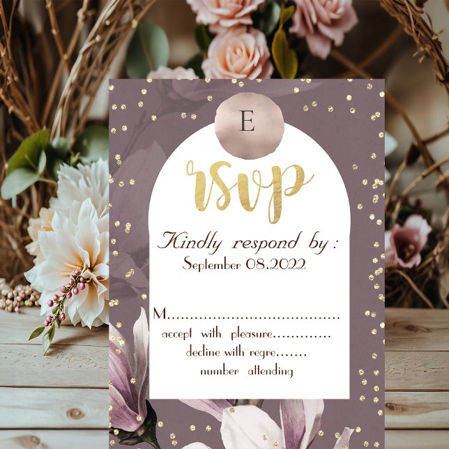 Invitation Magnolia Diamonds Monogram Réponse  (Créateur téléchargé)