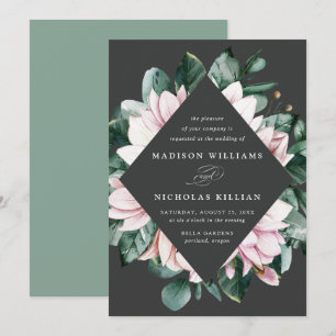 Invitation Magnolia & Eucalyptus Cadre Floral de Mariage