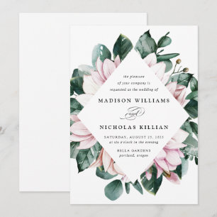 Invitation Magnolia & Eucalyptus Cadre Floral de Mariage